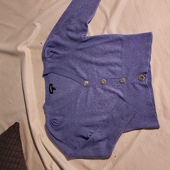 Express Princess Blue Ribbed Cardigan Sweater - Picture 1 of 4
